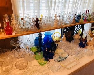 Cruet collection continues,  also crystal serving pieces.