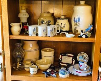 Texas collection, Marshal Pottery, Frankoma, water spigot pieces, bluebonnet pieces