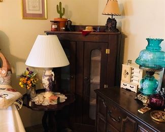 Antique small cabinet, pie crust, accent tablel