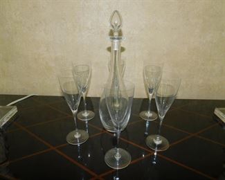BACCARAT DECANTER & 6 BACARAT WINE GLASSES