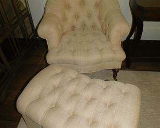 CENTURY CUSTOM UPHOLSTERED  CLUB CHAIR & OTTOMAN