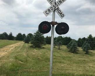 railroad crossbuck sign and flashing lights (double sided) There are FOUR of these on site