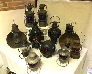 Some of the 19th and 20th century oil/electric lamps and lanterns. We have discovered more since photo was taken