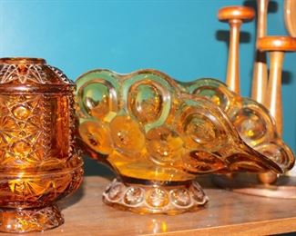 L.E. Smith Amber Glass, Moon and Stars