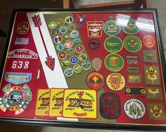 Framed Boy Scout Badges