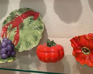 Ceramic Tomato Bowl with Lid, Lobster on a Leaf Dinner Plate/Decorative Plate