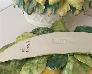 Ceramic Lemon Basket Cookie Jar, Ceramic Lemon Figurine - Made in Italy