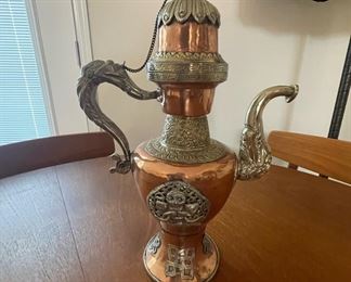 Tibetan Copper & Silverplate Coffee Pot