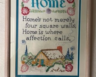 Framed Needlepoint with Home Quote