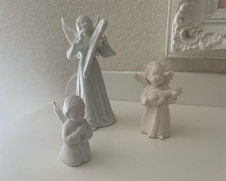 Dresden Figurine - Angel Playing Harp, Hummel Porcelain Angel Playing Lute, Hummel Angel Praying