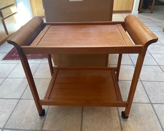 1980's Teak Rolling Bar Cart