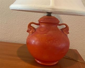 Red Ceramic Pottery Lamp