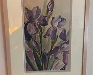 Water Color Painting of Irises by T. Meek