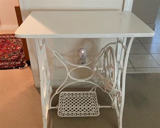 White Cast Iron Sewing Table