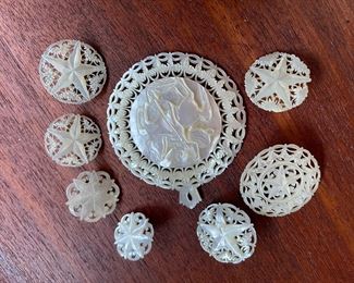 Mother of Pearl Pendant and Buttons