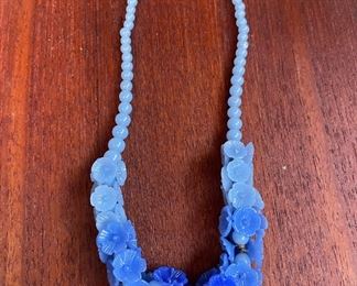 Blue Acrylic Floral Necklace