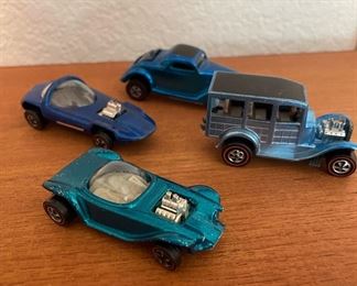 Redline Hotwheels - 1967 Teal Beatnik Bandit, 1969 Blue  Classic 31' Ford, 1968 Blue Silhouette