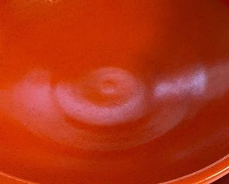 Bright Orange Pottery Salad Bowl and Plate