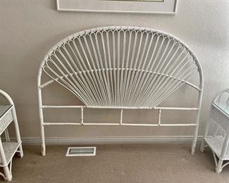 White Rattan Headboard