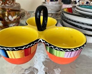 Serape Condiment Trio Bowl with Handle
