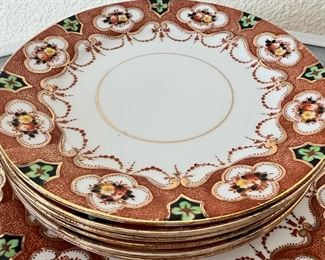 Royal Albert Crown China - Imari Style - 6 Salad Plates, 1 Charger Plate, 5 Saucers, 1 Small Bowl, 1 Creamer, 6 Dinner Plates