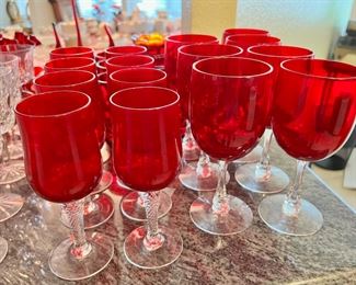 Assortment of Ruby Red Wine Glasses