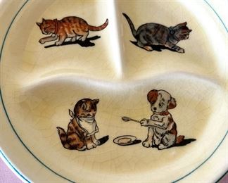 Children's Divided Plate with Dog and Cat Design