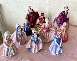 Royal Doulton Figurines - Ivy # 1768, Dinky Doo #1678, Sweeting #1935, Sweet Anne # 1496, Rose #1368, Delight # 1772, Tootles #1680, Marie #1370