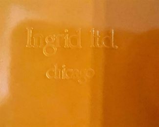 Set of 6 - 1970's Red & Yellow Ingrid Plastic Dinner Plates 