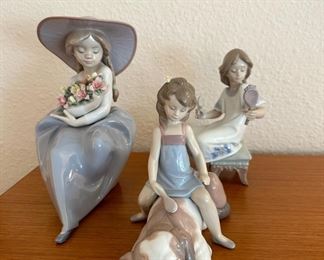 Lladro Fragrant Bouquet Girl Figurine - 5862, Lladro Contented Companion - 6229, Lladro I Feel Pretty - 5678 