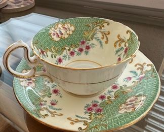 John Ansley Hand Decorated Teacup & Saucer