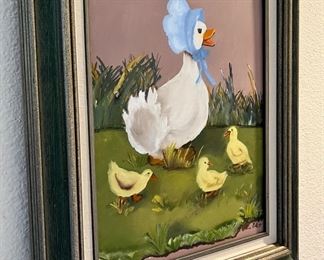 1987 Folk Art Painting - Goose Mother by “TH”