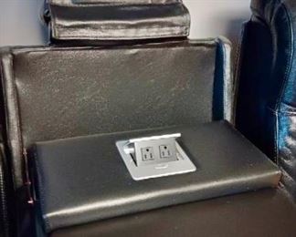 Electric Reclining Leather Sofa with Outlets and Cupholders 