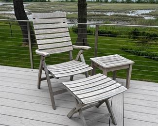 Outdoor Teak Armchair With Foot Rest And Side Table By Gloster Teak