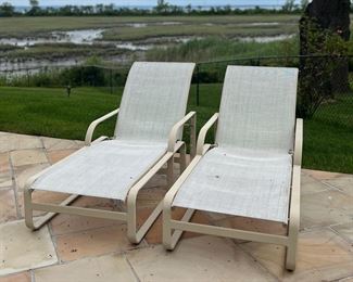 Brown Jordan Pair Of Outdoor Sling Chaise Lounge Chairs