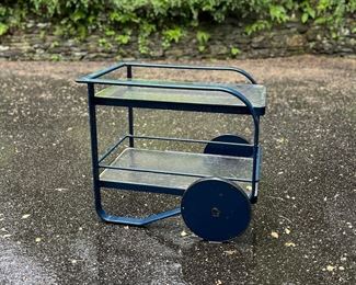 Brown Jordan Outdoor Tea Cart In Blue Tubular Steel, Modern