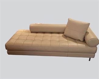 Ivory Leather Chaise Longue Possibly By Maurice Villency