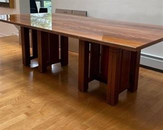Frank Lloyd Wright Style Custom Made Maple Dining And Console Table, C. 2000 - Probably The Pace Collection