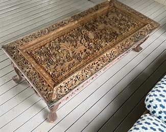 Balinese Or Indonesian Carved Teak Coffee Table
