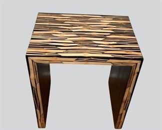 Inlaid Wood Side Table, Modern
