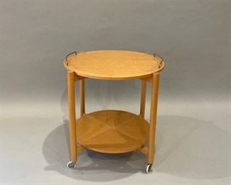 Bleached Birdseye Maple Tray Table On Wheels, Modern