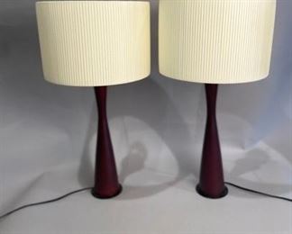 Pair Of UL Solutions Table Lamps With Silk Shades, Modern