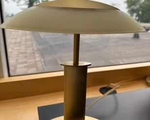 Pair Of Holtkotter Lauchen Brass And Frosted Glass Table Lamps, Modern