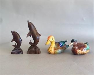 Group Of Painted Wood Miniature Animal Figurines, Modern