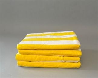 Set Of 4 Yellow And White Striped Beach Towels - NEW