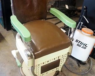 Vintage Theo A Koch Swiveling Barber Chair, 49" x 28.5" x 44"