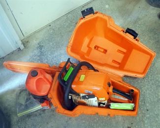 Stihl Gas Powered Chain Saw, Model MS290, Including Hard Sided Carryig Case, Bar Chain Oil, And Extra Chains