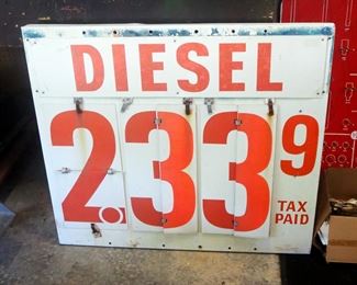 Presco E-Z Change Pressed Sign Company Vintage Diesel Flip Board Price Sign, 30" x 34.5"