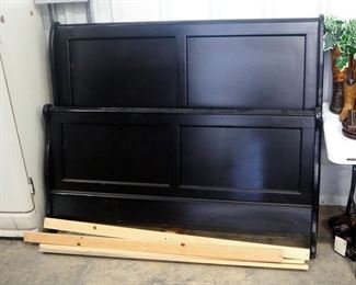 Painted Wood Queen Sized Sleigh Bed Including Headboard, 52" x 63", And Foot Board, 32" x 63"