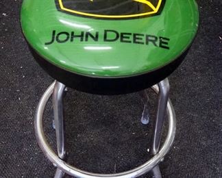 John Deere Chrome Shop Stool With Padded Vinyl Seat